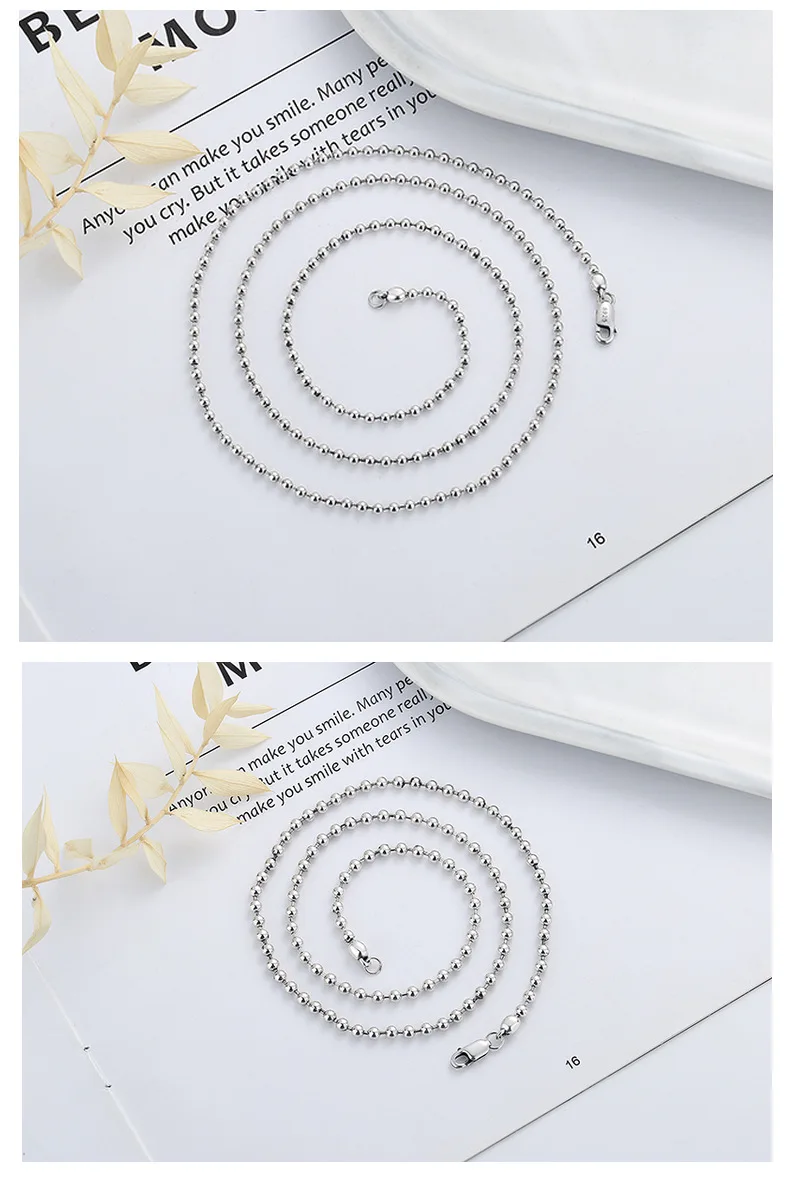 Fashion Jewelry Light luxury S925 sterling silver jewelry vintage beads chain ball chain DIY free to match single necklace