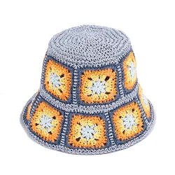 handmade crochet sunshade hat square color straw hats for adults handmade crochet sunshade hat