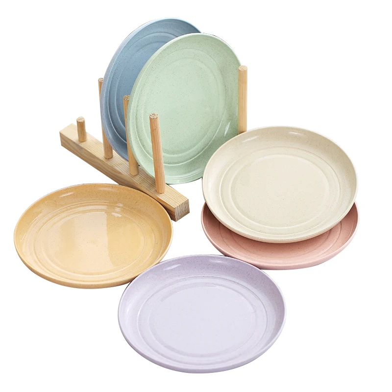 
 Amazon пшеничной соломы волокно Посуда 15 см пластина вертел кости блюдо столик 6 дюймов плиты бытовые круглые блюда  