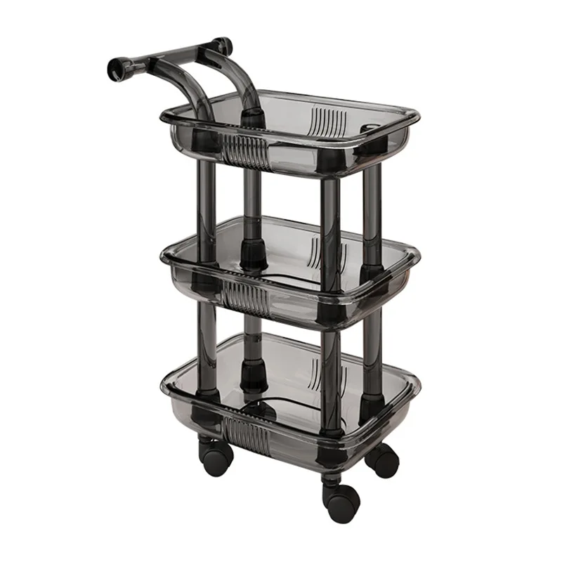 Transparent Rolling Cart 3-Tiers Rolling Trolley Cart Beauty Salon SPA Storage Organizer Stand With Wheels