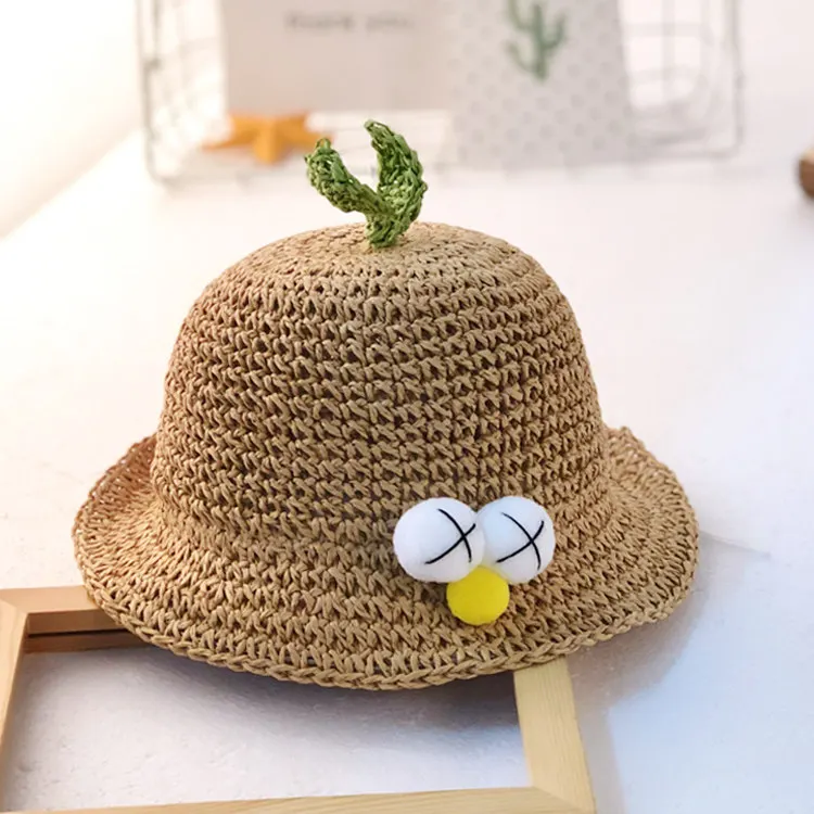Cute Kids Boy SunHat Straw Bucket Hat Summer Hat