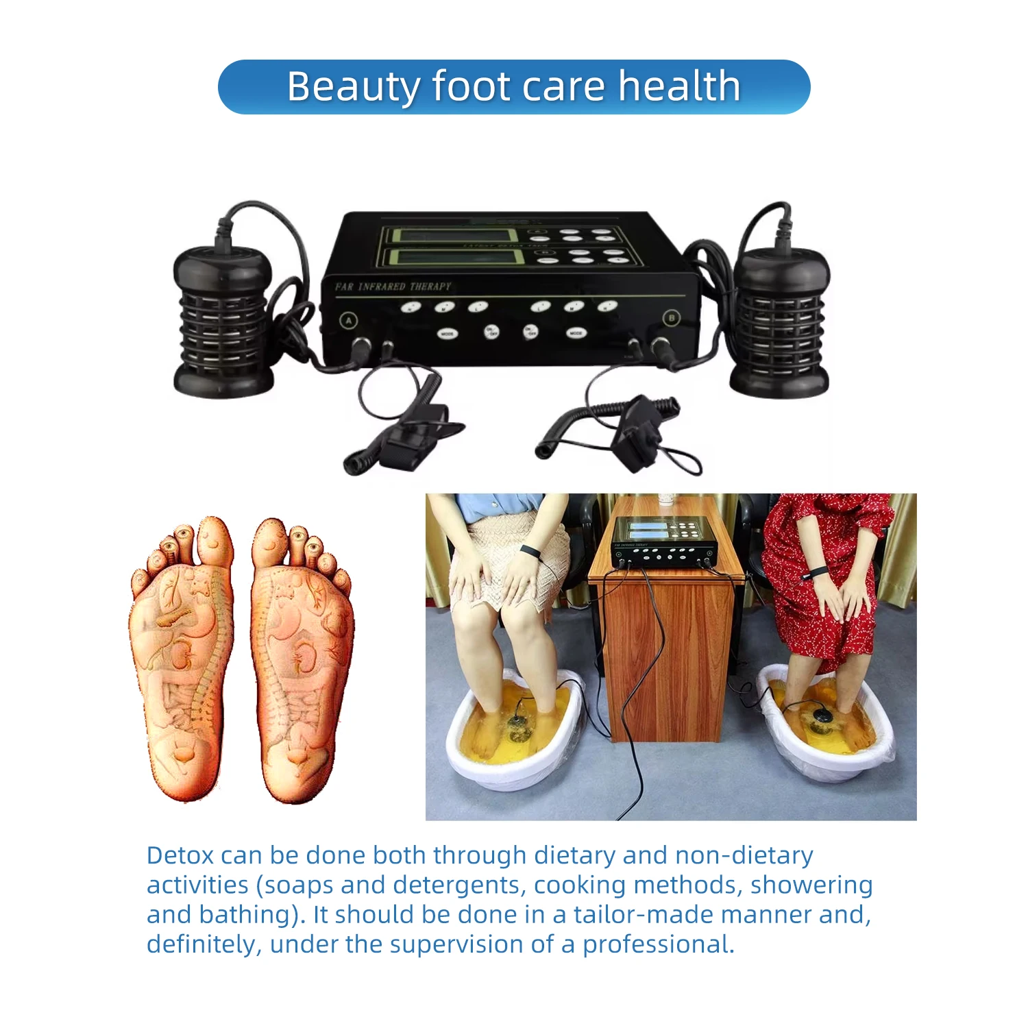 BOWKET Premium Ionic Detox Foot Spa Machine with Infrared Belt for Full Body Cleansing, Home Use, and Massage Therapy