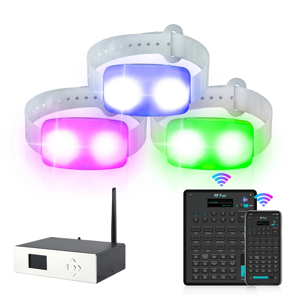 Sound Activated Pulsera LED Bracelet Wristband with APP DMX Remote Controller for Event Concert Music Tour