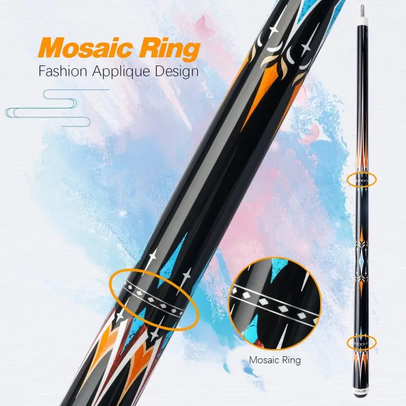 KONLLEN 3 Cushion Carom Cue Carbon Fiber Stick Silver Ring Inlay Carbon Fiber Shaft Carom Cue Stick