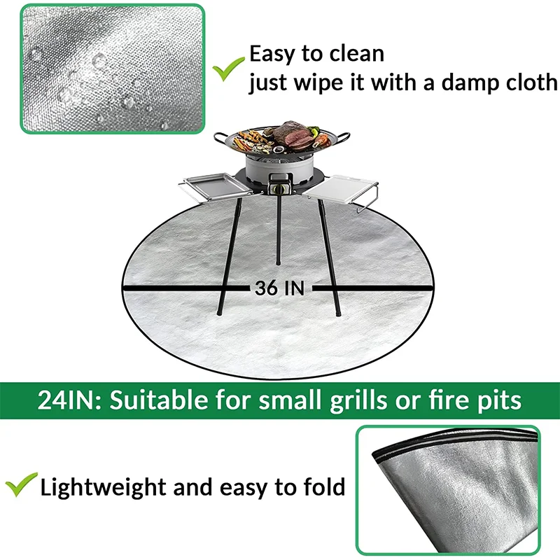 Customized Round BBQ Grill Accessories 35 Inch Fireproof Grill Mat Carpet Fireproof Fire Pit Ember Mat For Fire Pit