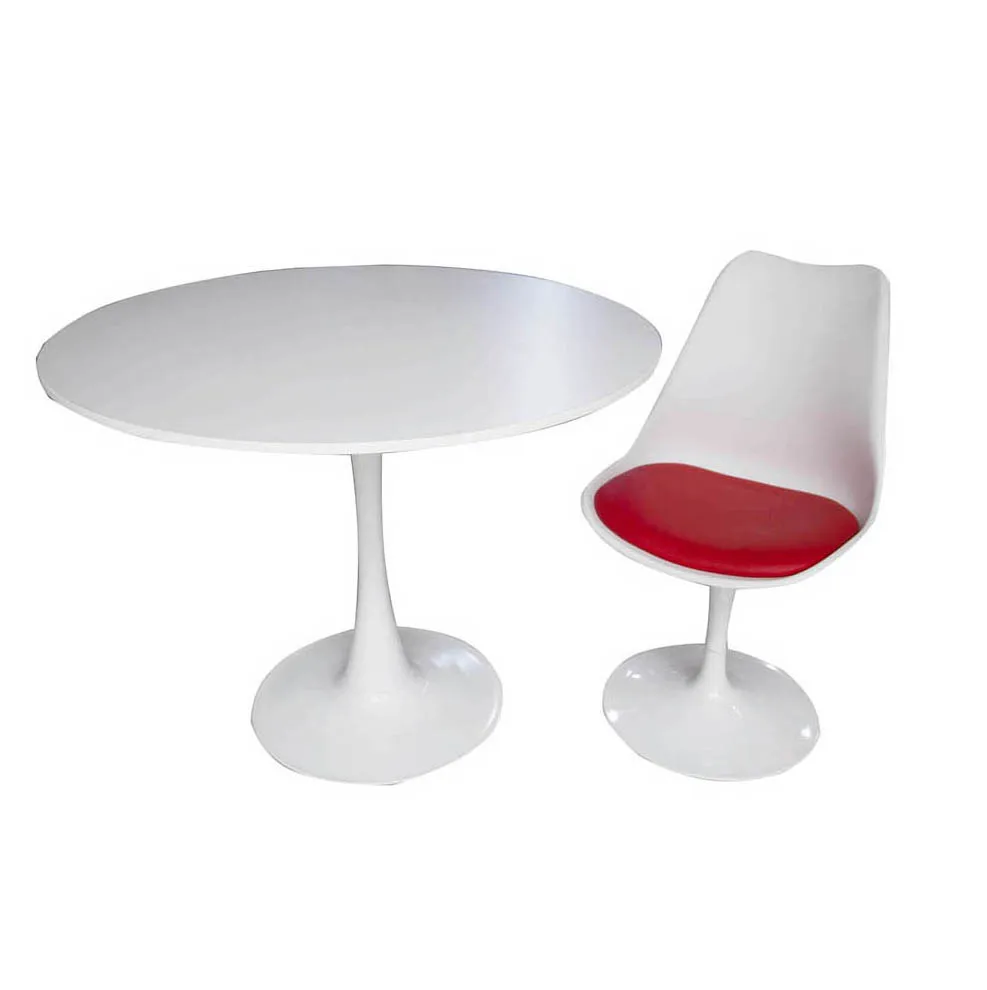 Wholesale Free Sample Nordic Luxury Style High Gloss Dining Table Set Round Wood MDF Dining Room Tables and Swivel Chair