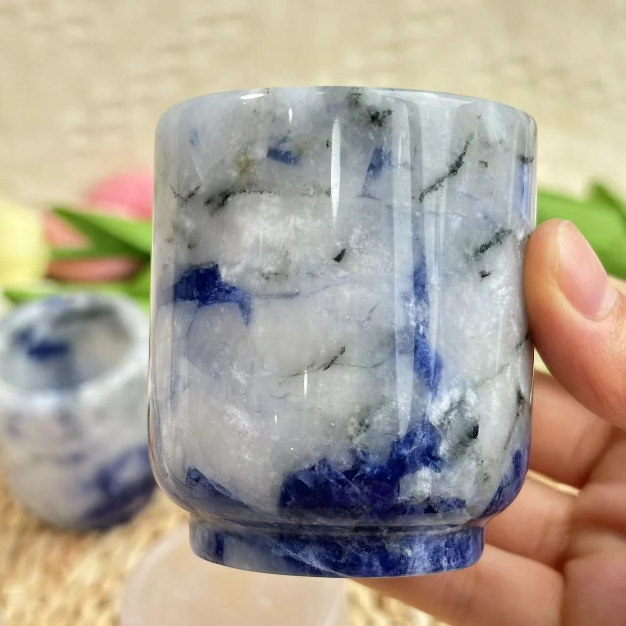 High Quality Natural Crystal Tea Cup Wholesale Rose Quartz Cup Sodalite Cup Crystal Crafts