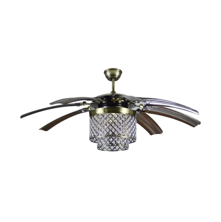 Remote Control Retractable Blades Plastic Blades Ceiling Fan With Light Led Ceiling Fan