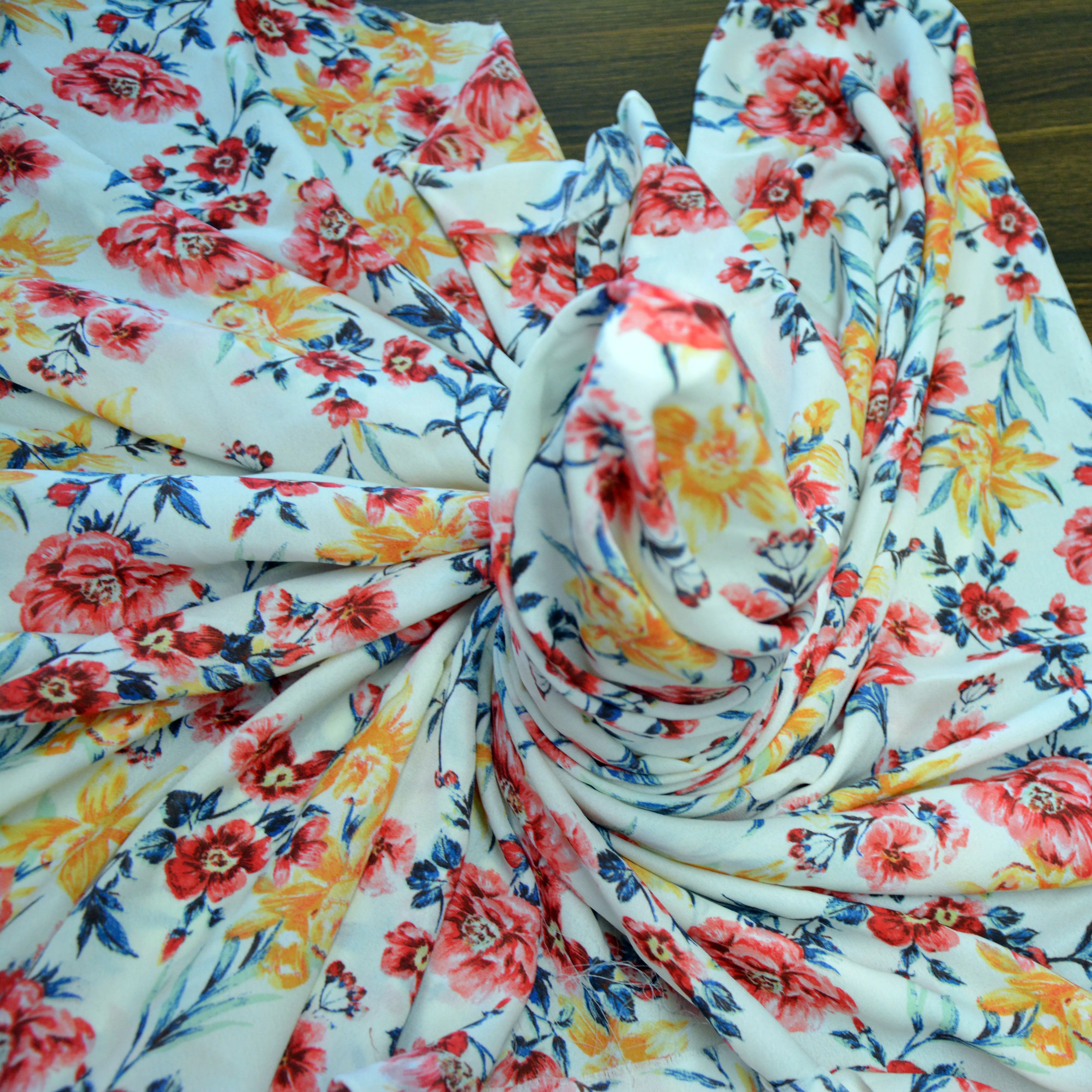 75D 100% Polyester Fabric Wholesale Floral Print Moss Crepe Chiffon with Pattern Water Printing Habijabi