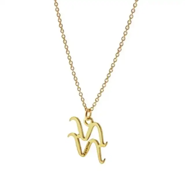 Latest New Model 925 Sterling Silver 18k Gold Plated Jewelry Zodiac Necklace Aquarius For Women