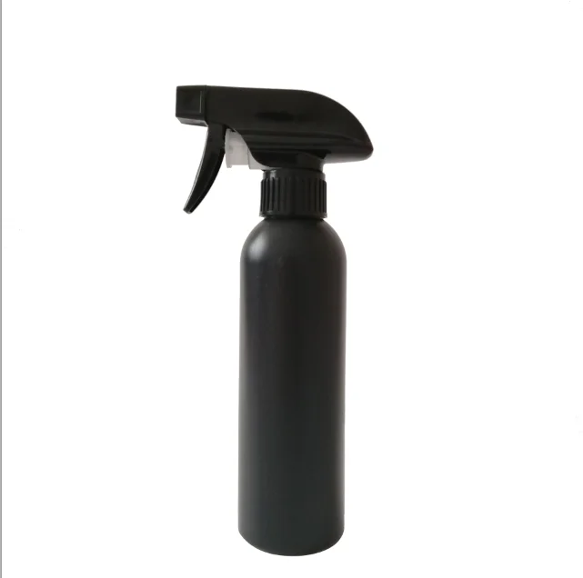 250ml 8oz HDPE plastic matt black High Quality Round Shoulder PET airfresh haircare Plastic Spray Bottle with Trigger sprayer