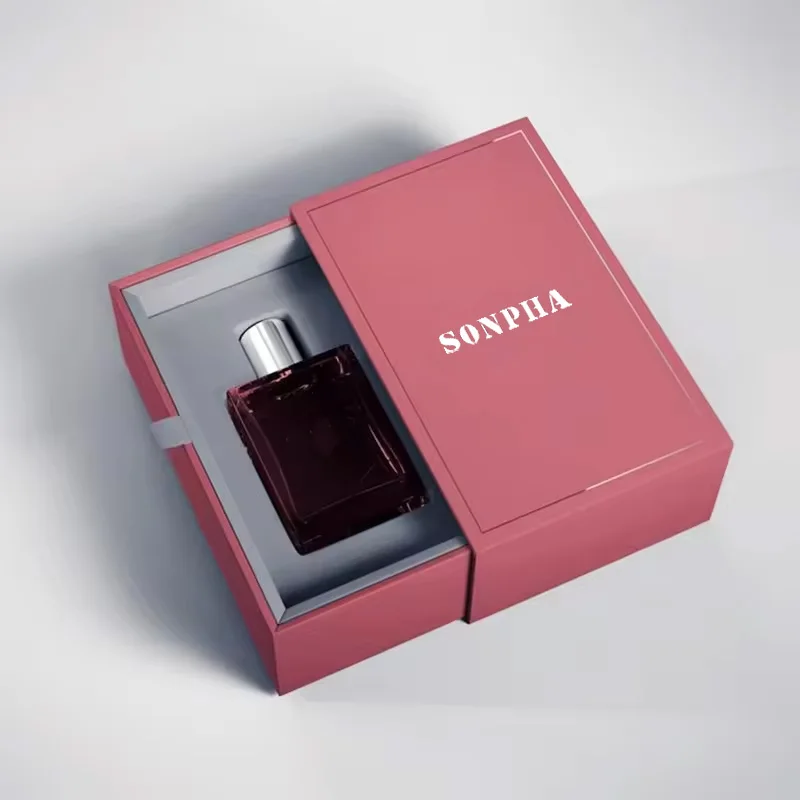 Customer new design gift paper perfume packaging box black velvet magnet luxury perfume paper case box display box with eva