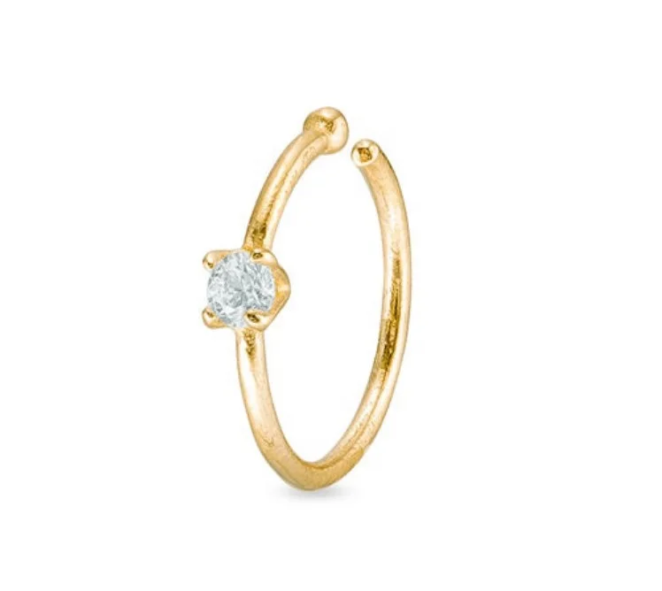 Customized 925 pure sterling silver women cz non piercing nose ring