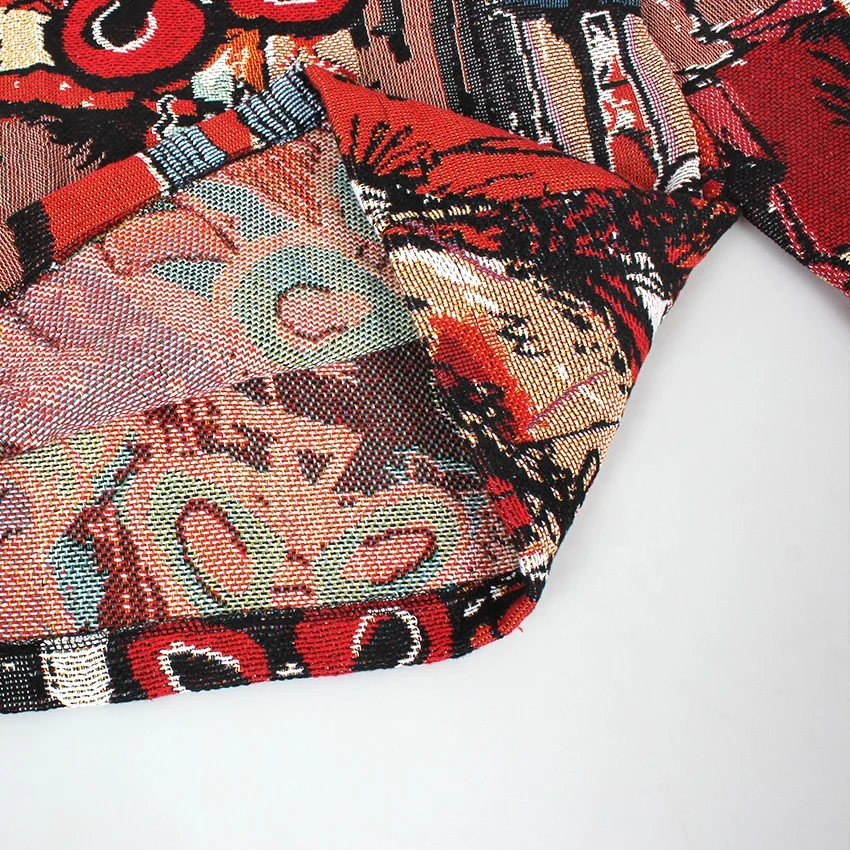 New design Custom Tapestry Sweater Crew Neck Pullovers Knitted Blanket woven jacquard tapestry Pullover clothing