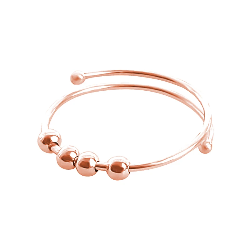  Tiktok Hot Sale Anxiety Sliding Beaded Ring Fashion Gold Plated Spinner Adjustable Anti-stress