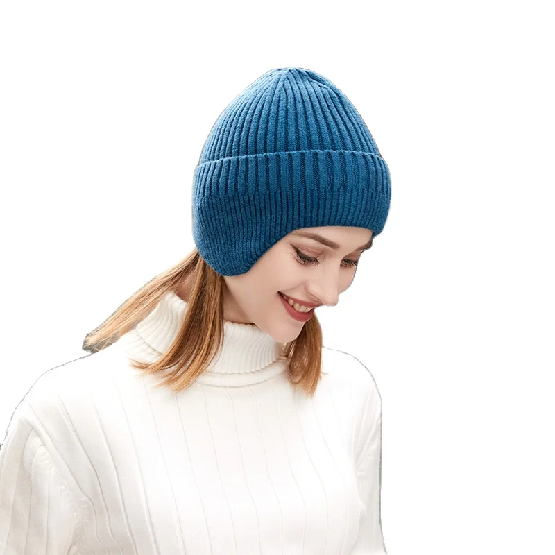 New Stylish Knitted Beanies Hat  Ear Protection Pullover Hat Woolen Winter Outdoor Warm Hat