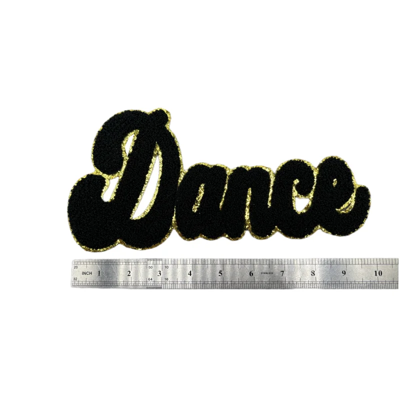 2024 Custom iron on game day chenille letter patch Dance large size  holiday chenille patch wholesale chenille patches