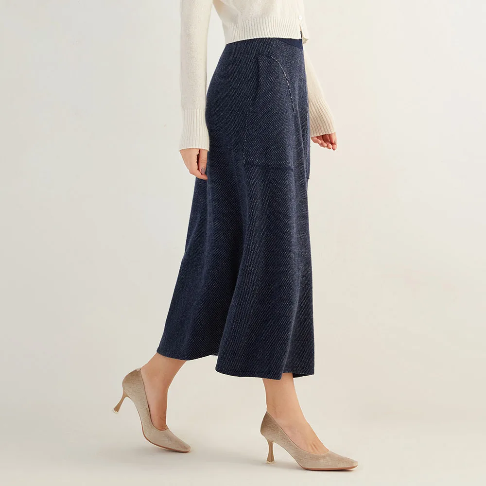 one size plain color women skirts custom inner mongolian 100% cashmere ladies long skirt dress