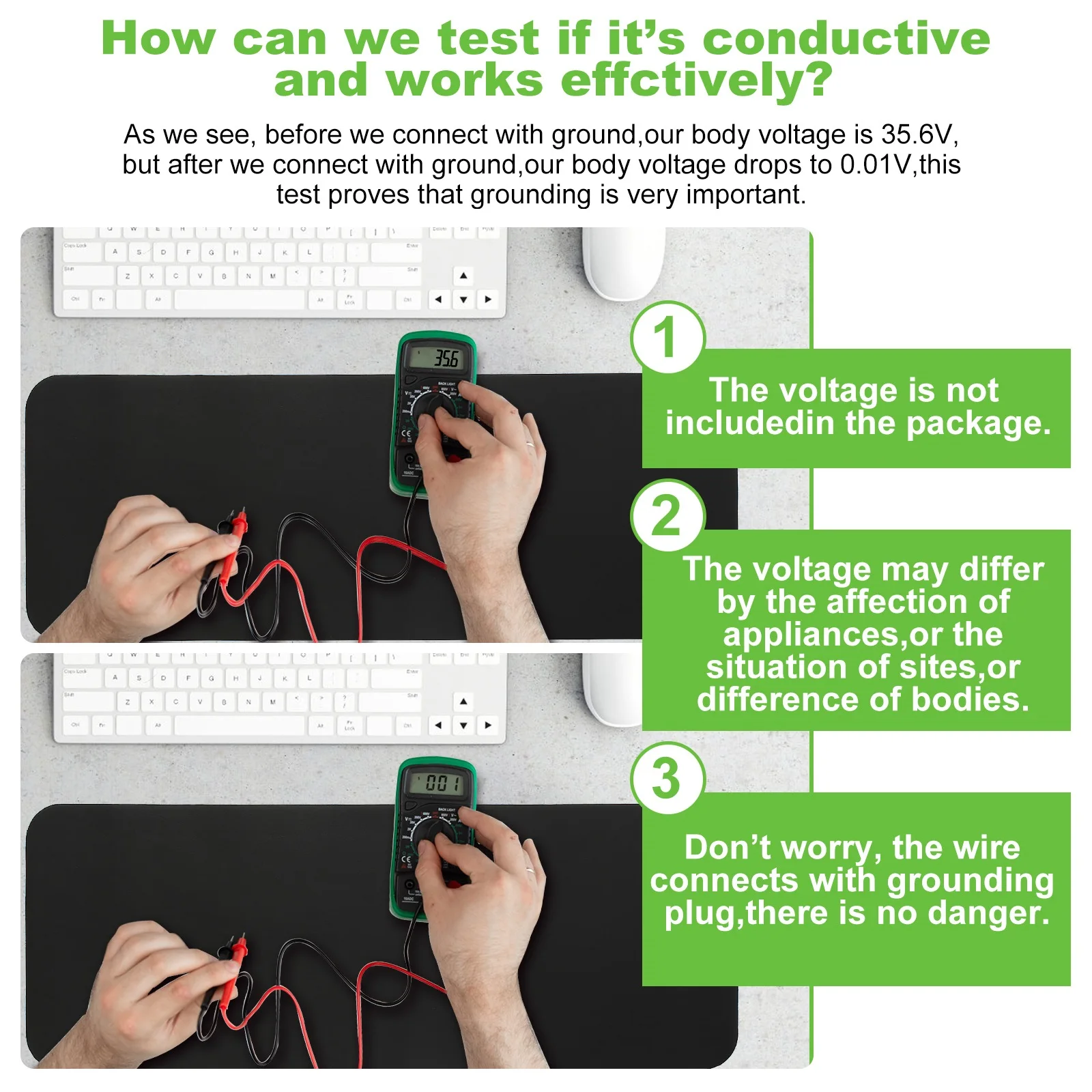 25x68cm ESD Earthing Grounding Mat With Grounding cord Earthing Desk Chair Sofa ESD sbr Foam Customized Mat with Conductive Cord