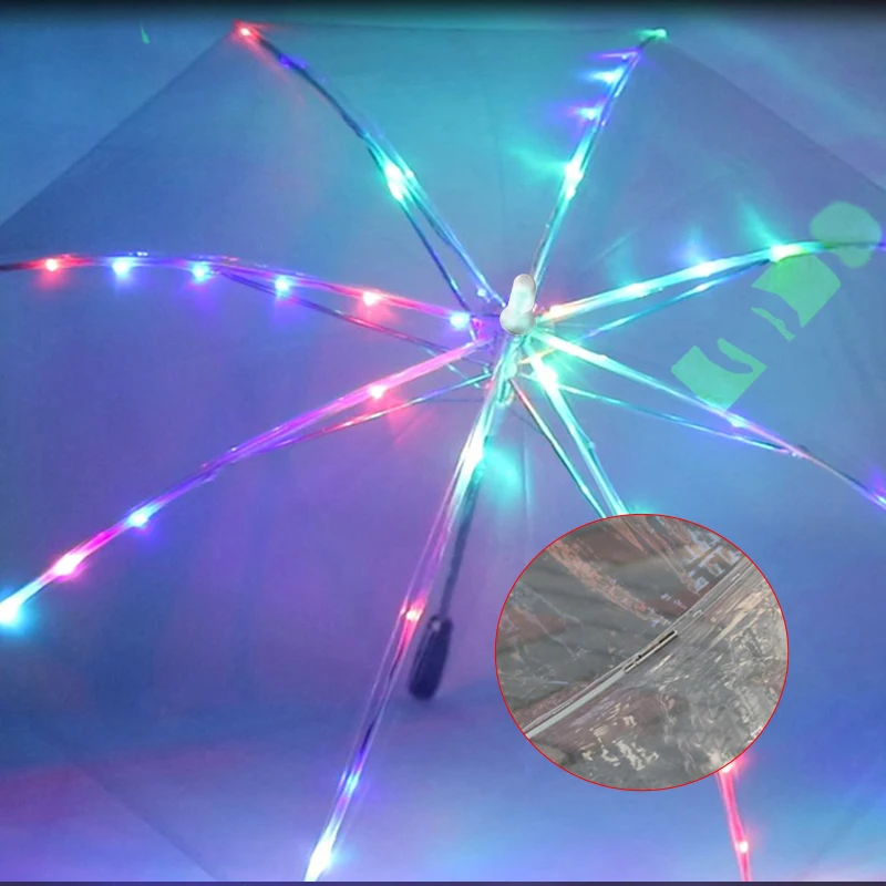 Printed Flashlight Led Lighting Bubble Dome Kids Oversized Transparent Custom clear Umbrella