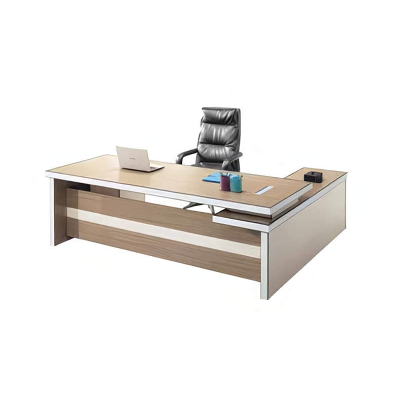 High End Modern Style Furniture New Design Office Specific Use and Director L-shape Office Table with Side Cabinet