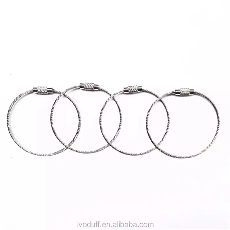 1.5x150mm Stainless Steel Wire Keyring Ring Cable Loops For Hanging Luggage Tag