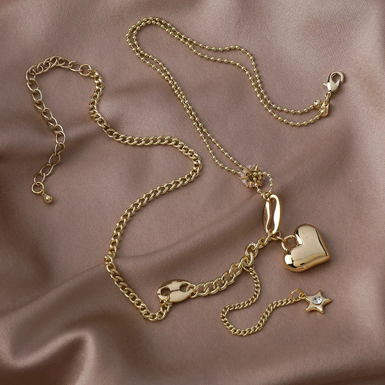 juhu diamond star love zircon necklace light luxury niche alloy clavicle chain 2021 new necklace female