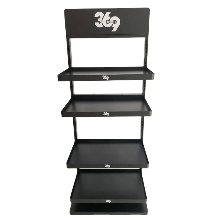 Custom Retail POS Promotion Brand Whiskey Wine Bottle Metal Shelves Tequila Cocktail Display Rack Stand