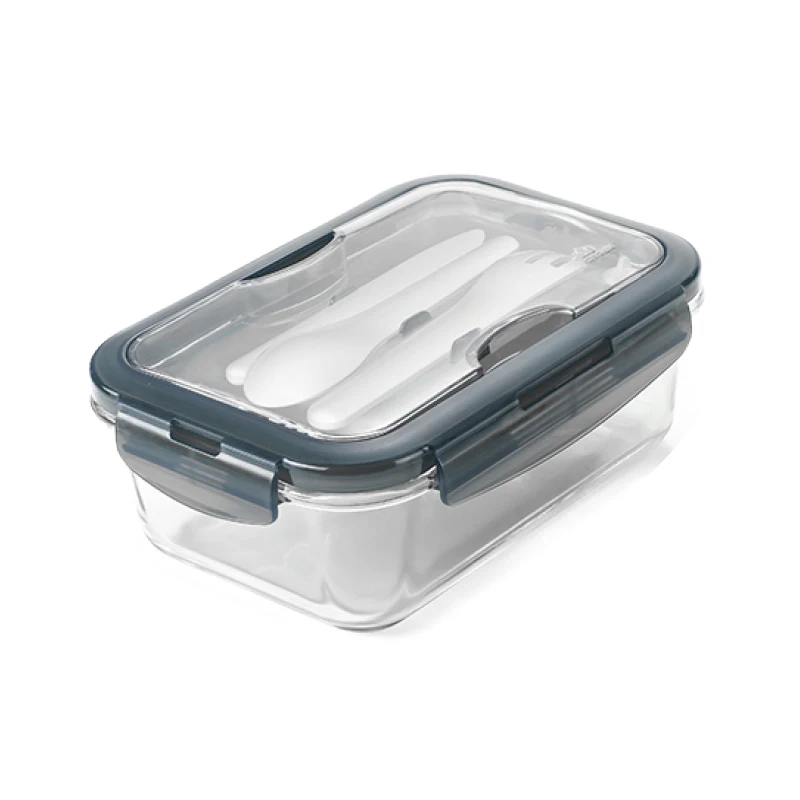 Wholesale tiffin bento lunch box and thermos glass bento box with plastic lid space kitchen food containers glass set