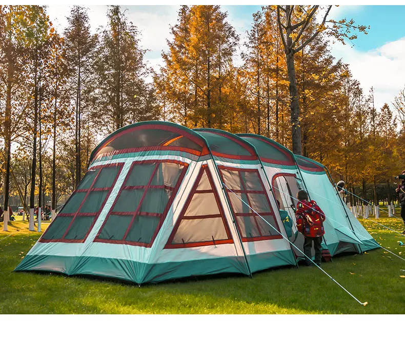 
Outdoor camping tent Big tent Two-bedroom and one-living tent outdoor camping rainproof 8 people, 10 people and 12 people 