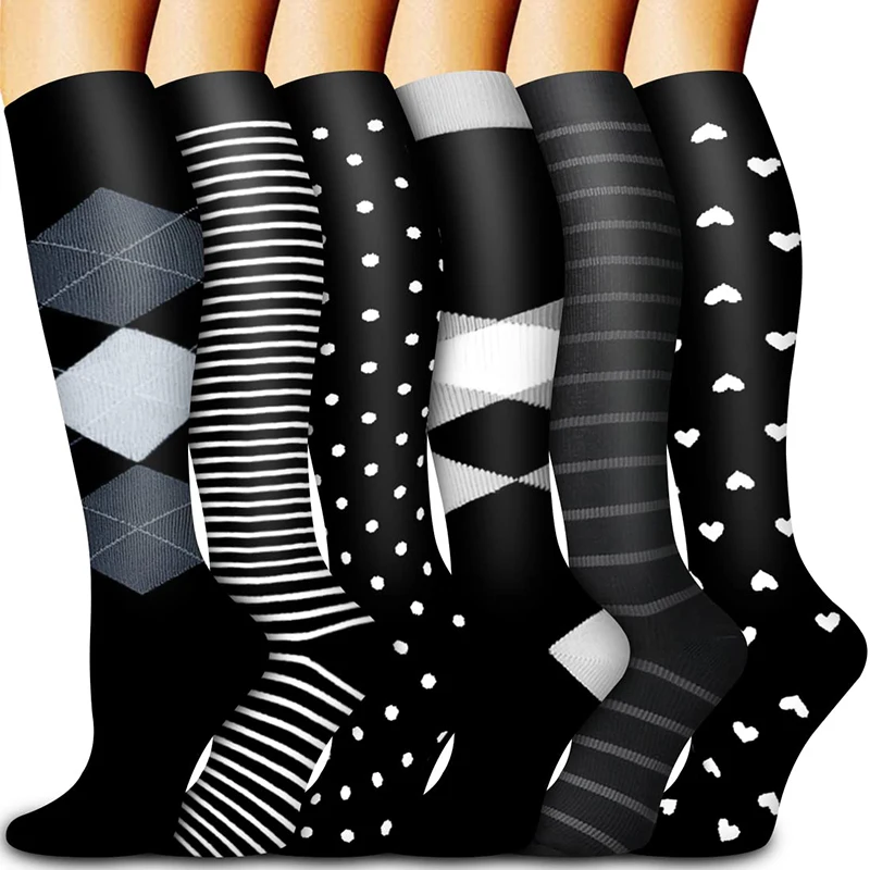 Wholesale New High Quality Make Your Own Breathable Colorful Fancy Knee High Graduated Custom Logo Compression Socks