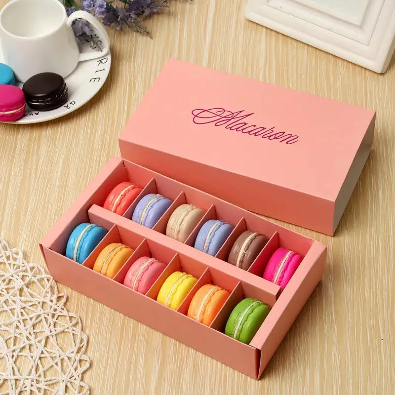 Wholesale Custom size logo Macaron Dessert packaging 12 piece gift box Cake cookie paper cardboard boxes