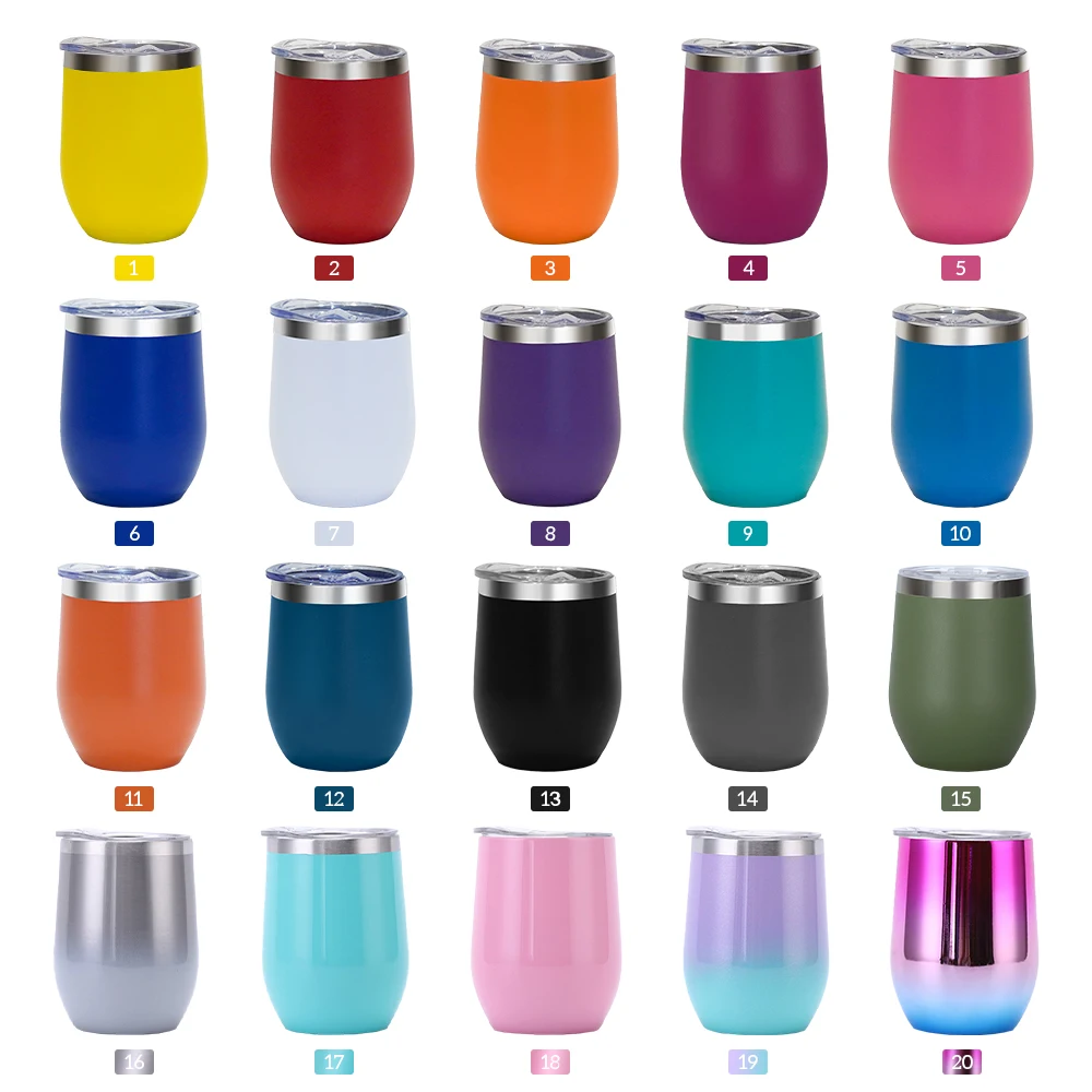 Egg Shape Tumblers Iced Cold Drinking Metal Travel Coffee Mug Cup Custom Logo 12oz Stainless Steel Wine Glass Tumbler with Straw