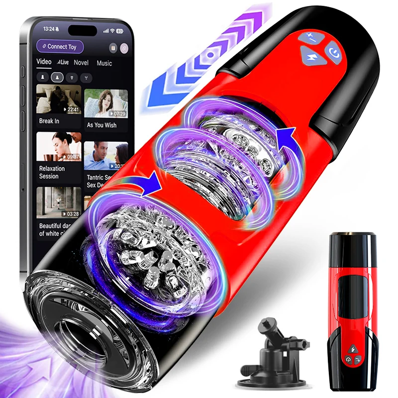 Electric Pocket Pussy Stroker Machine Sex Toys Thrusting Rotating APP Control Automatic Male Masturbation Devices for Men Adults