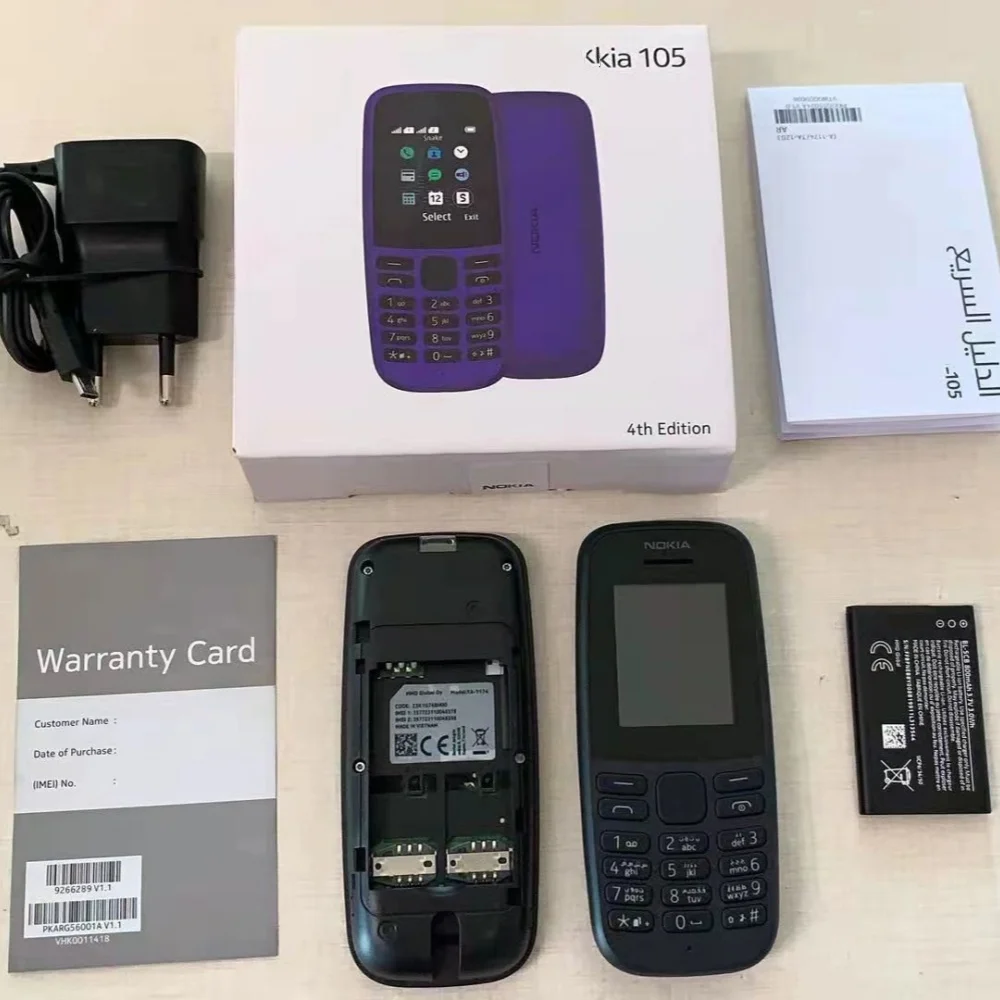 Hot sale Cheap price mobile phone NOKIA105 GSM 2 sim keypad phone good quality feature phone for NOKIA