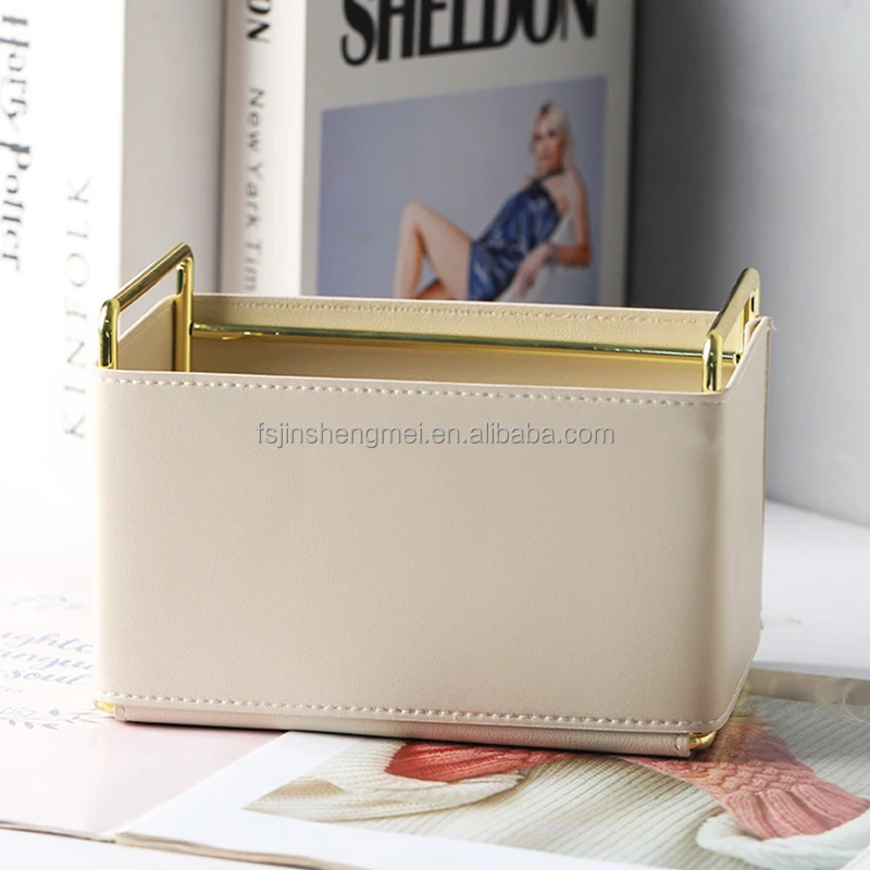 Modern Fashion Simple Style Multi-Function Iron Leather Storage Box Household Hotel Office Accessories Storage Basket