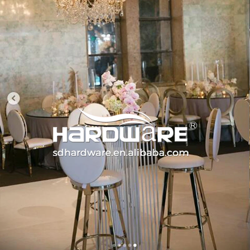 Modern outdoor portable bar round back stainless steel bar stool leather