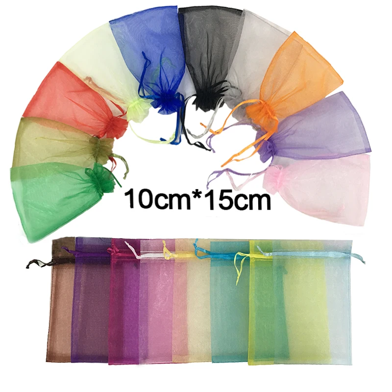 Manufacturer 10x15 cm Multi Colors Drawstring Organza Flower Bud Bags for Agriculture On Stock