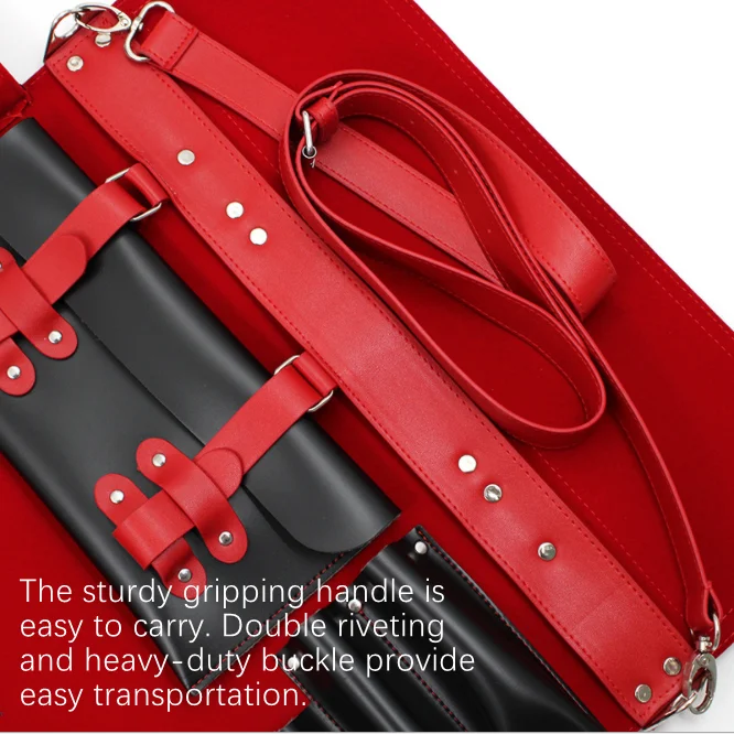 Hand-made Professional Scratch Proof Travel Large Leather Knife Roll Kitchen Knife Tool Bag