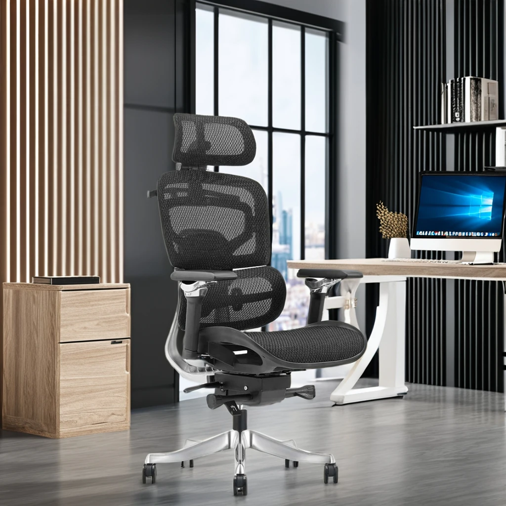 2024 New Commercial Mesh Boss Chair 6D Armrest Waist Protection Office Chair