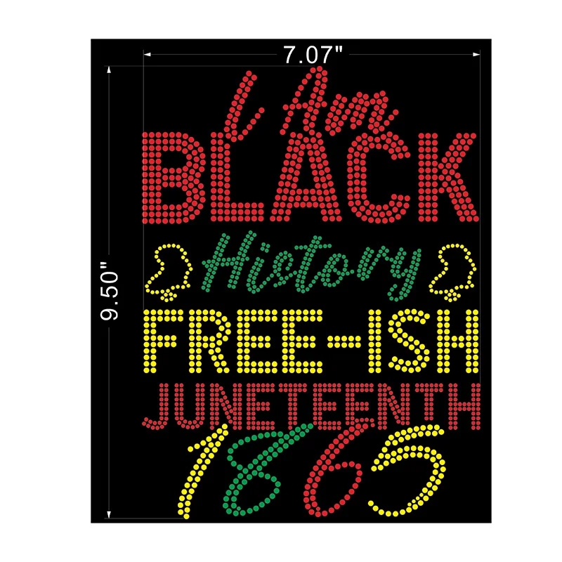 Factory Custom 1865 JUNETEENTH Free-ish Rhinestone Heat Transfer Hotfix Rhinestone Iron On Rhinestone Design