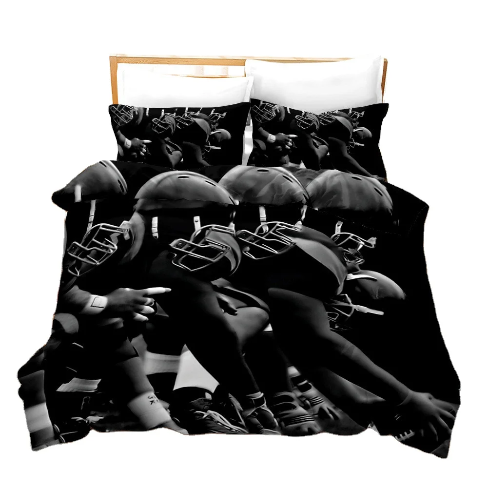 
Wholesale king size rugby bedding set customized sport bedding set cotton comforter set bedding luxury football 