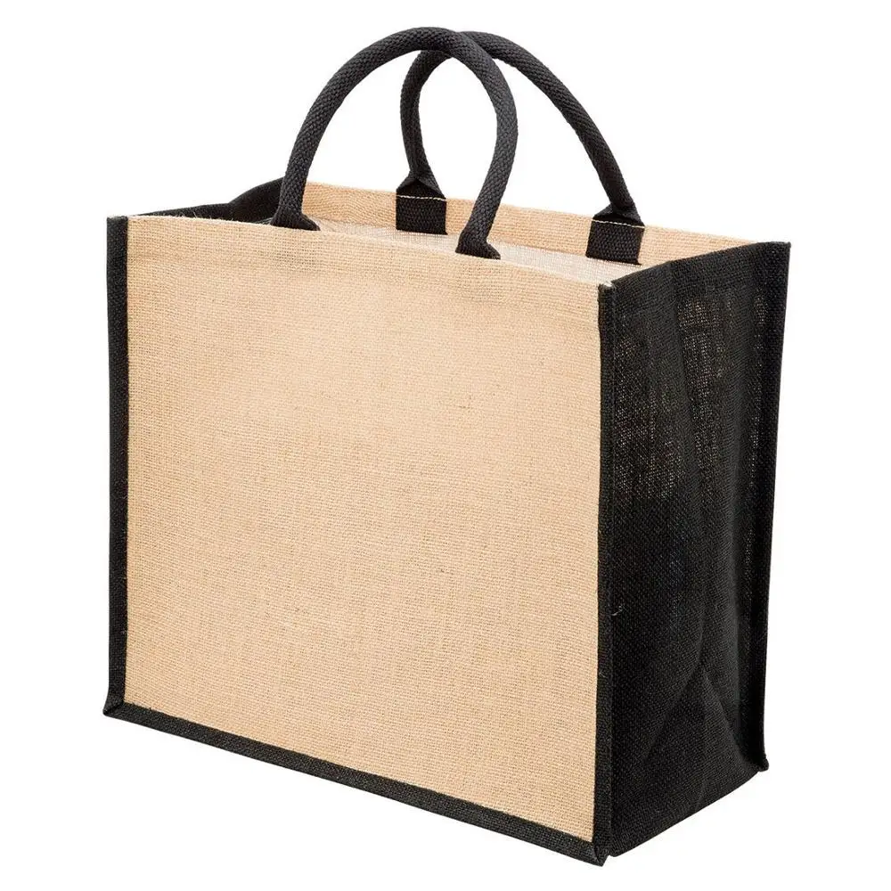 Wholesale Promotional Custom Logo Colorful Design Reusable Natural Linen Hessian Beach Burlap Jute Shopping Tote Bags
