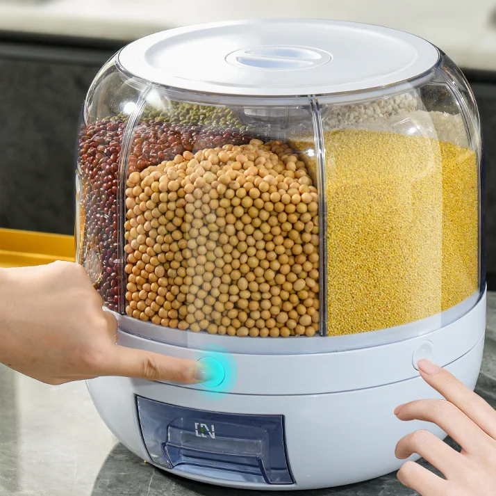 Wholesale Multifunctional Household Grain Storage Box With Rotating And Pressing Function