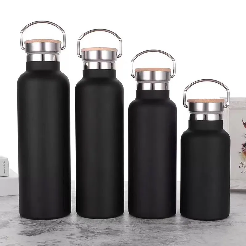 Wholesale Custom Size Stainless Steel Portable Thermos Bottle Modern Water Bottle With bamboo lid