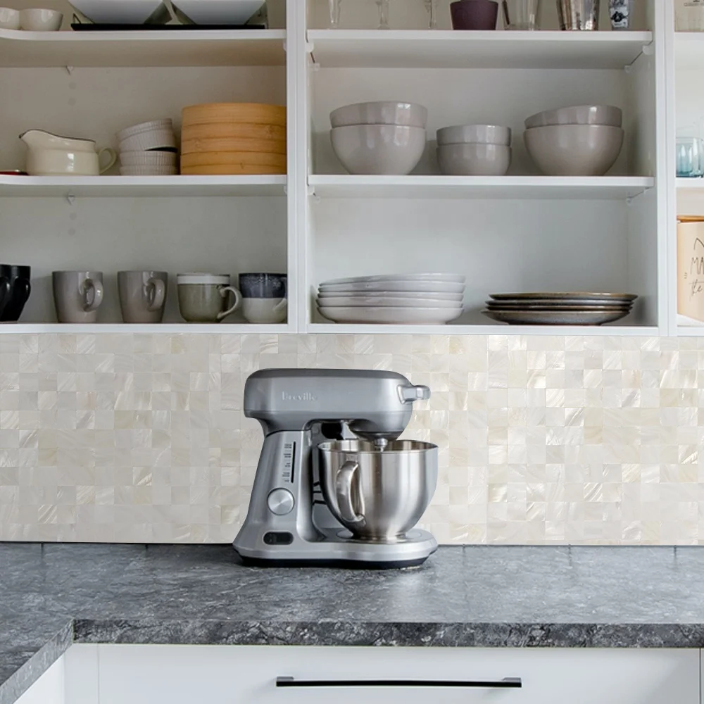 Colorful  pearl shell wall tiles home decorative waterproof Stick and Go Wall Tile Backsplash Peel and Stick Mosaics