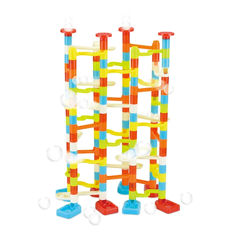 176 Pcs Plastic Pipe Blocks Building Marble Run Race Set  In ABS Solid  With 60 Pieces 14 MM Plastic Balls