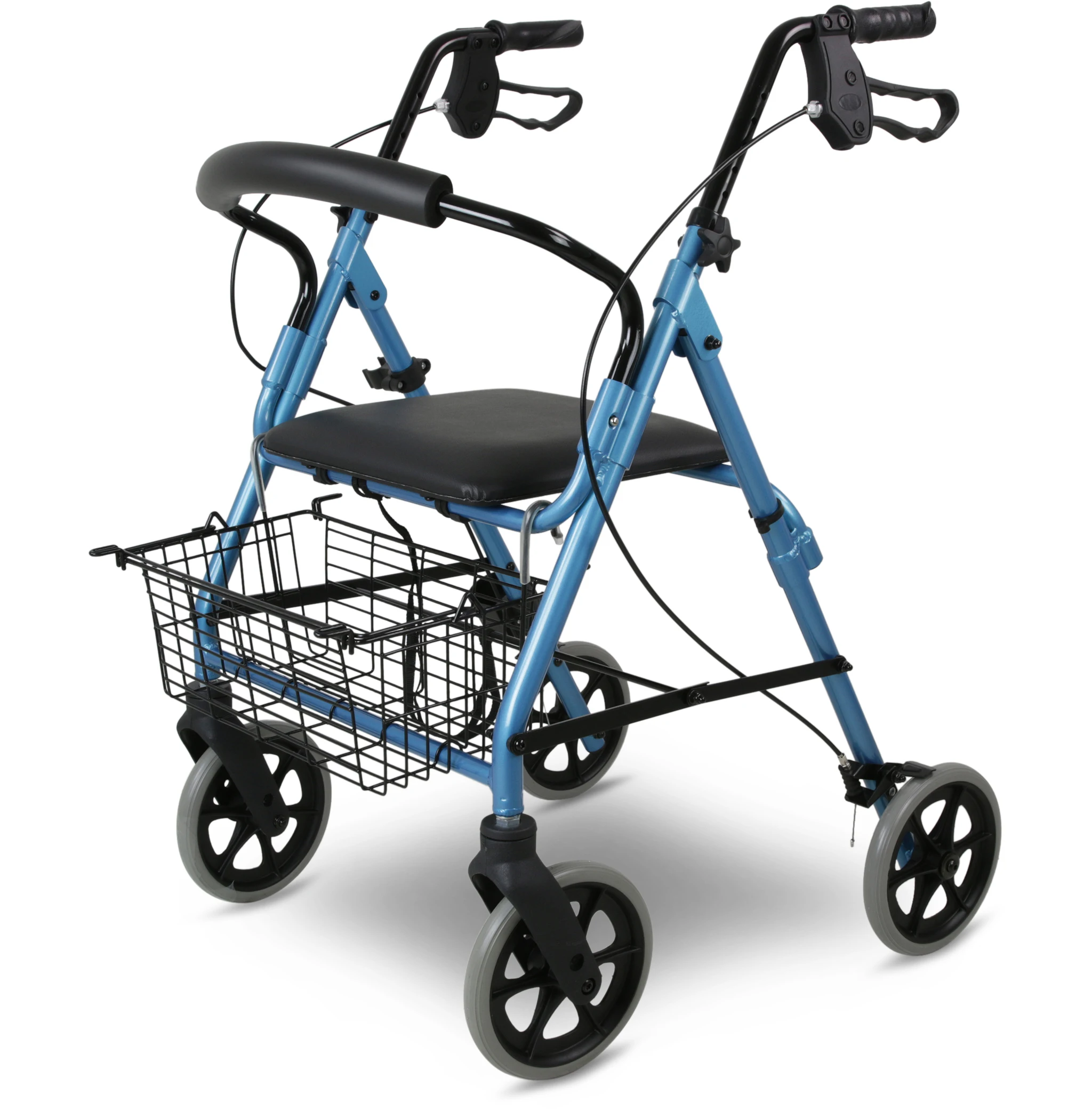 Rollator de 4 ruedas Andador Caminador para adultos, ancianos, minusvalidos, de aluminio, ligero, plegable, con asiento