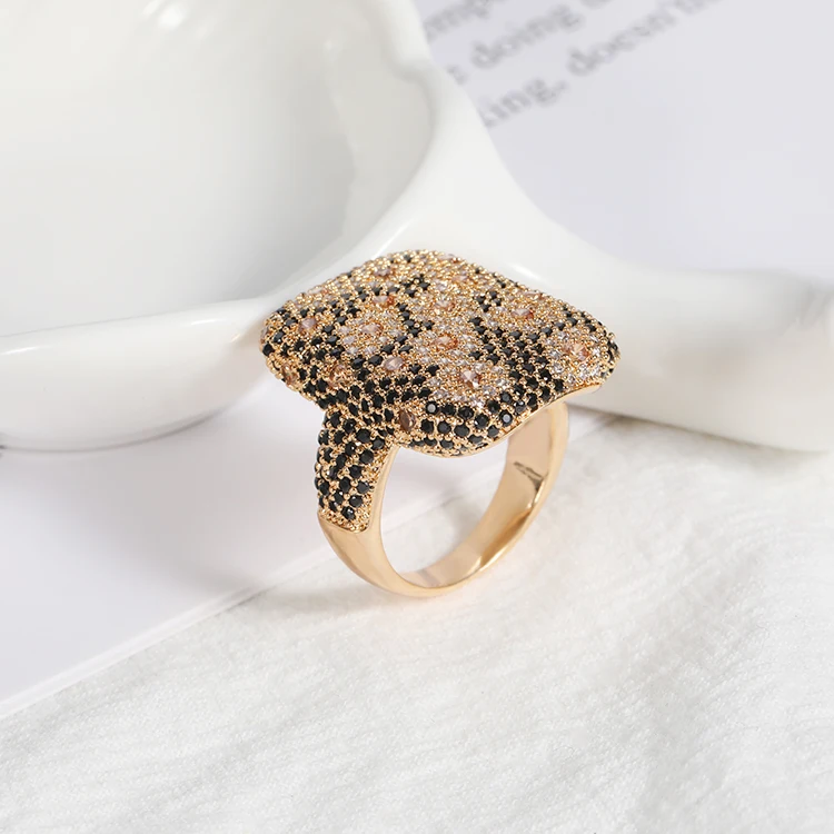 rectangle shaped crystal cubic zirconia ring Rose gold plated pink colored Factory price Guangzhou jewellery rings