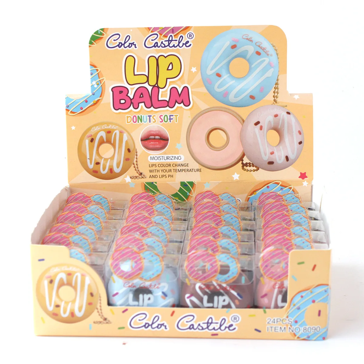 24 Pieces/Box Donut Lip Balm 6 Color High Quality Cute doughnut Lip Gloss Super Long Lasting Lipstick Beauty Cosmetic Set